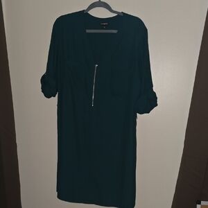 Express Dark Teal Long Sleeve Dress